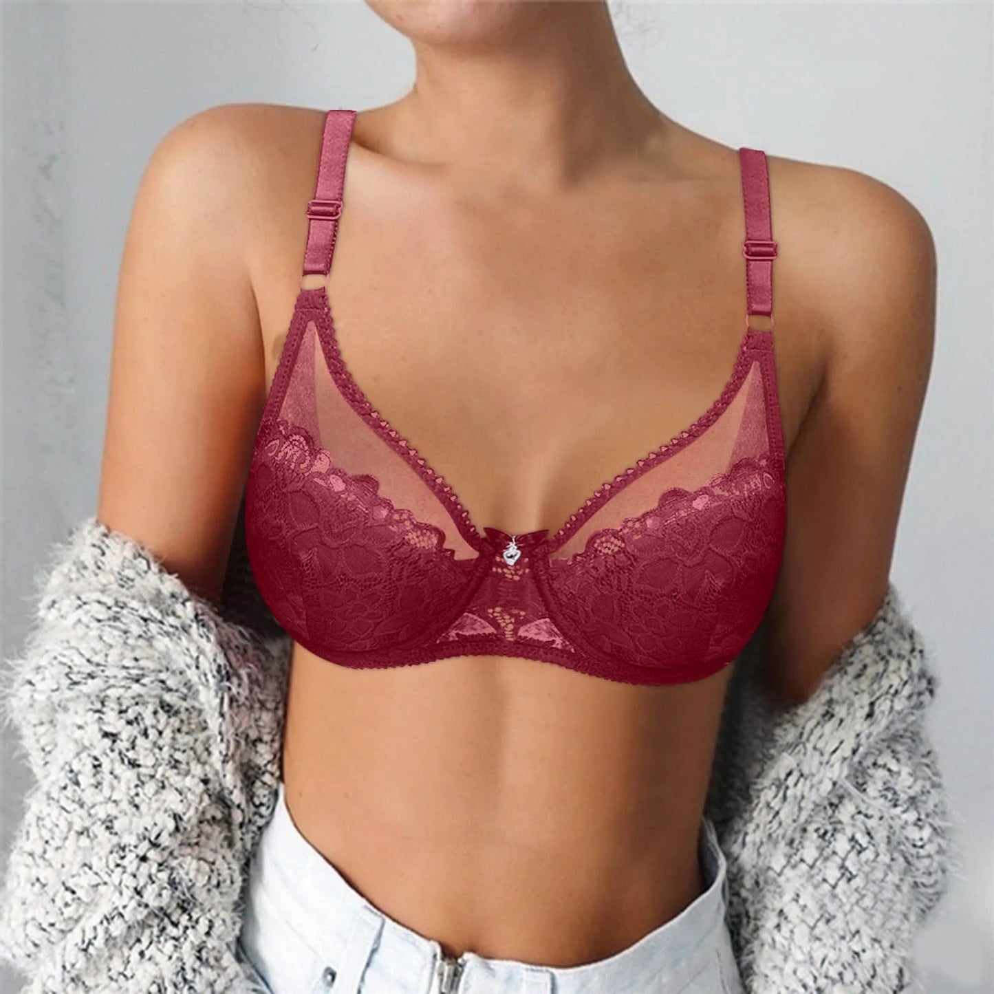 Shein Pretty Net Bra Light Padded Plus Size (40-50)