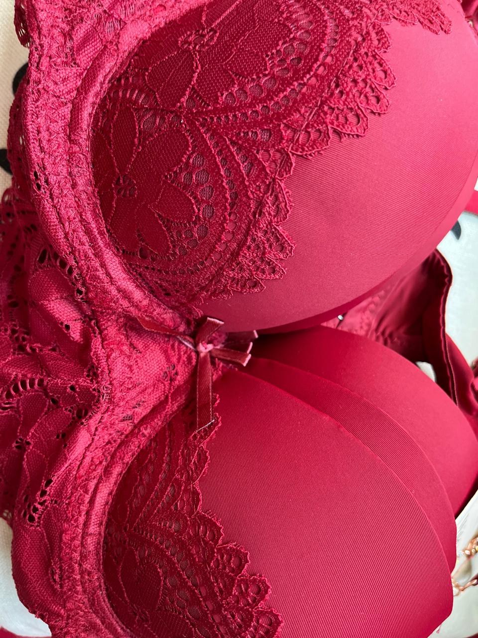 Fancy Chain Padded Bra - RED