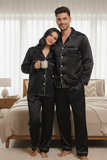 Classic Satin 2pc Couple PJ Set - Black