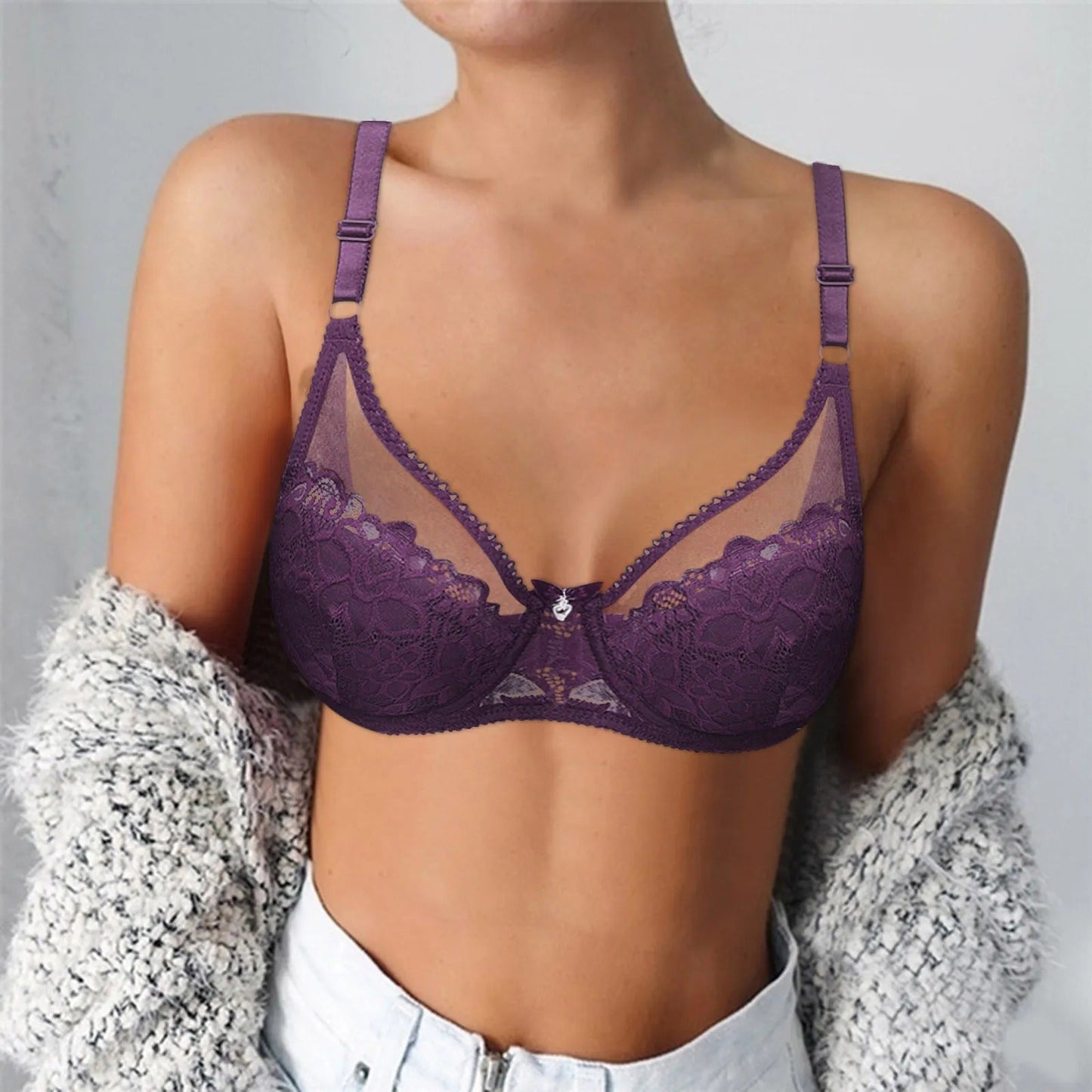 Shein Pretty Net Bra Light Padded Plus Size (40-50)