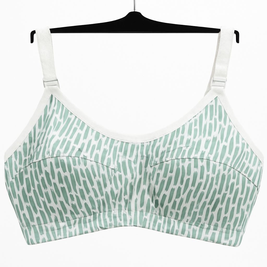 Printed Green Cotton Bra