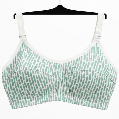 Printed Green Cotton Bra