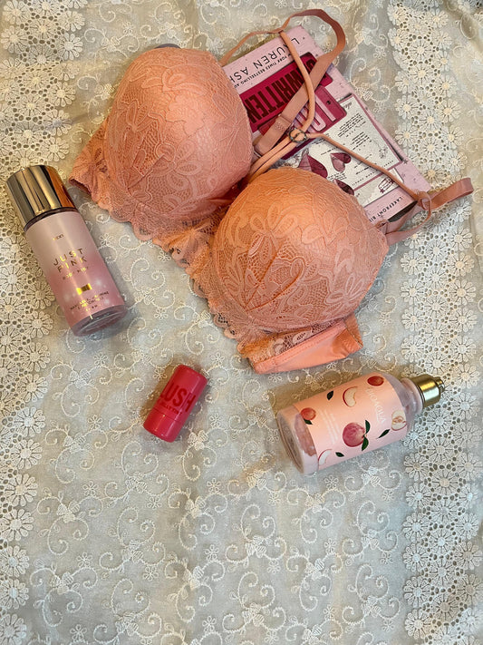 Peach Color Neck String Double Padded Bra