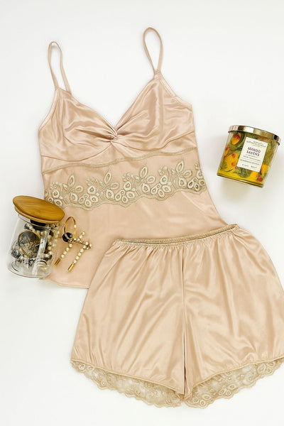 BABY DOLL 2PC. NIGHTY TOP WITH SHORTS DUSTY PINK