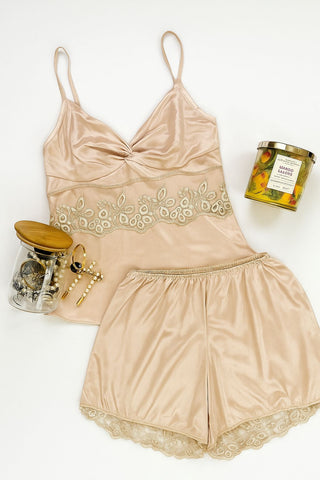 BABY DOLL 2PC. NIGHTY TOP WITH SHORTS DUSTY PINK