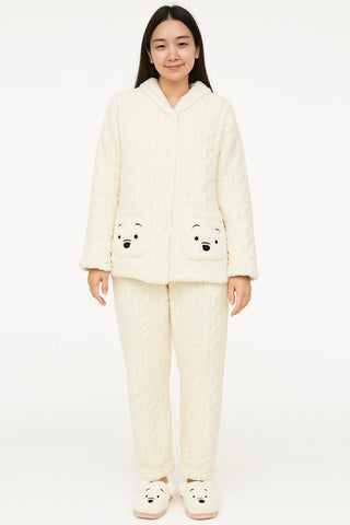 Ultra-Soft White Plush Winter PJs – Stay Warm & Cute