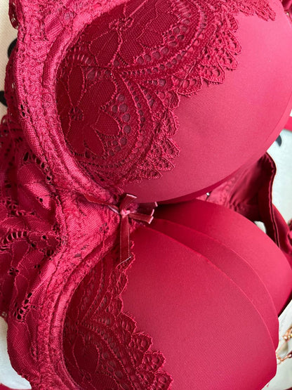 Fancy Chain Padded Bra - RED