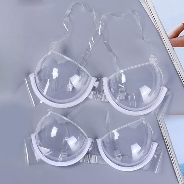 Women's Transparent Push Up Bra Reusable Thin Clear Straps