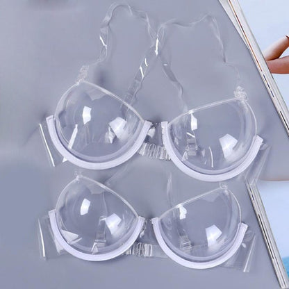 Women's Transparent Push Up Bra Reusable Thin Clear Straps
