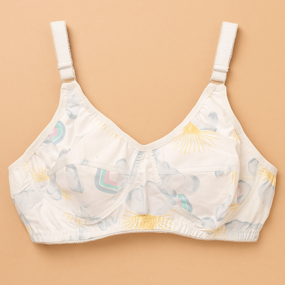 Printed Cotton Bra White & yellow